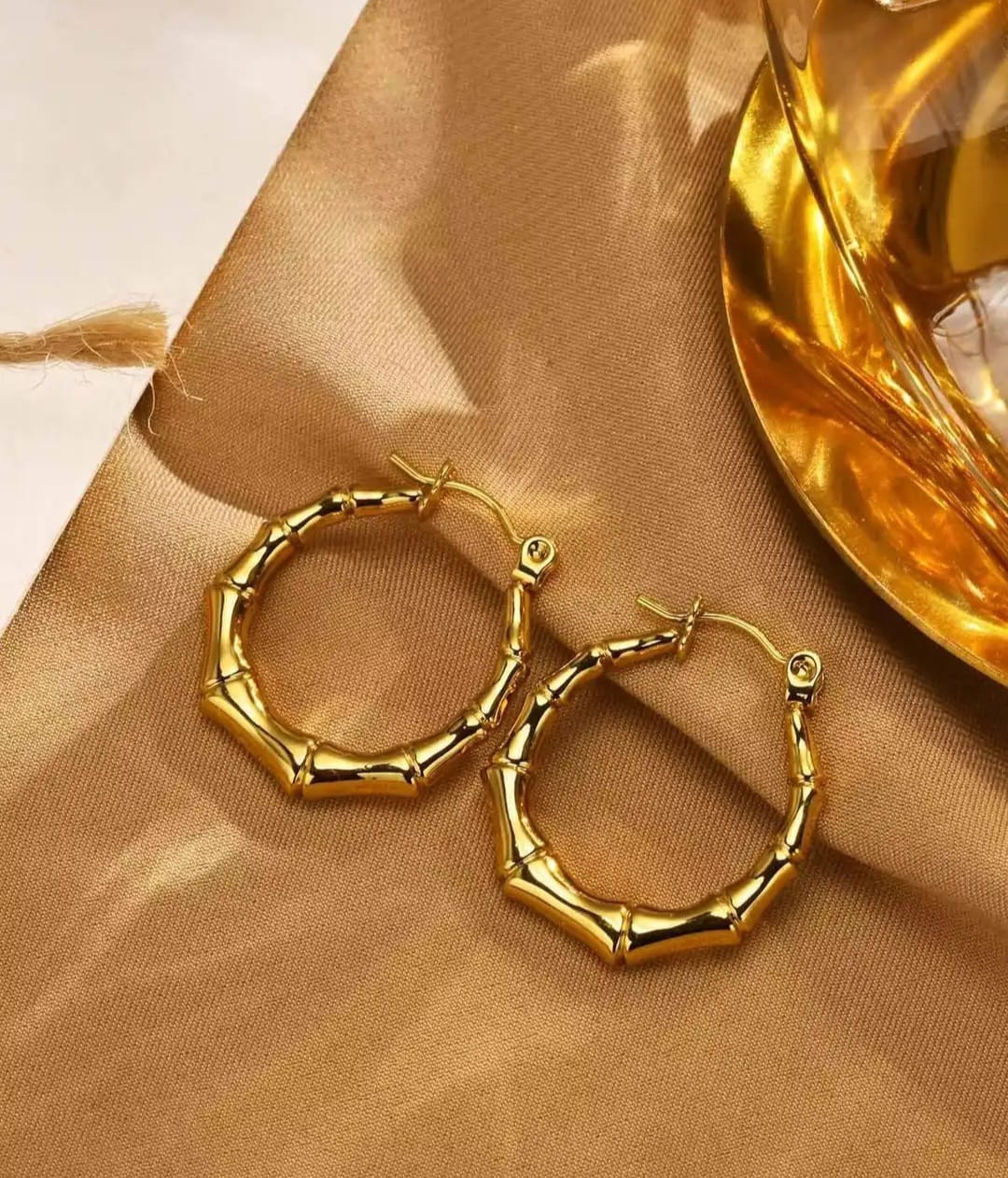 Gilded Bamboo Hoops