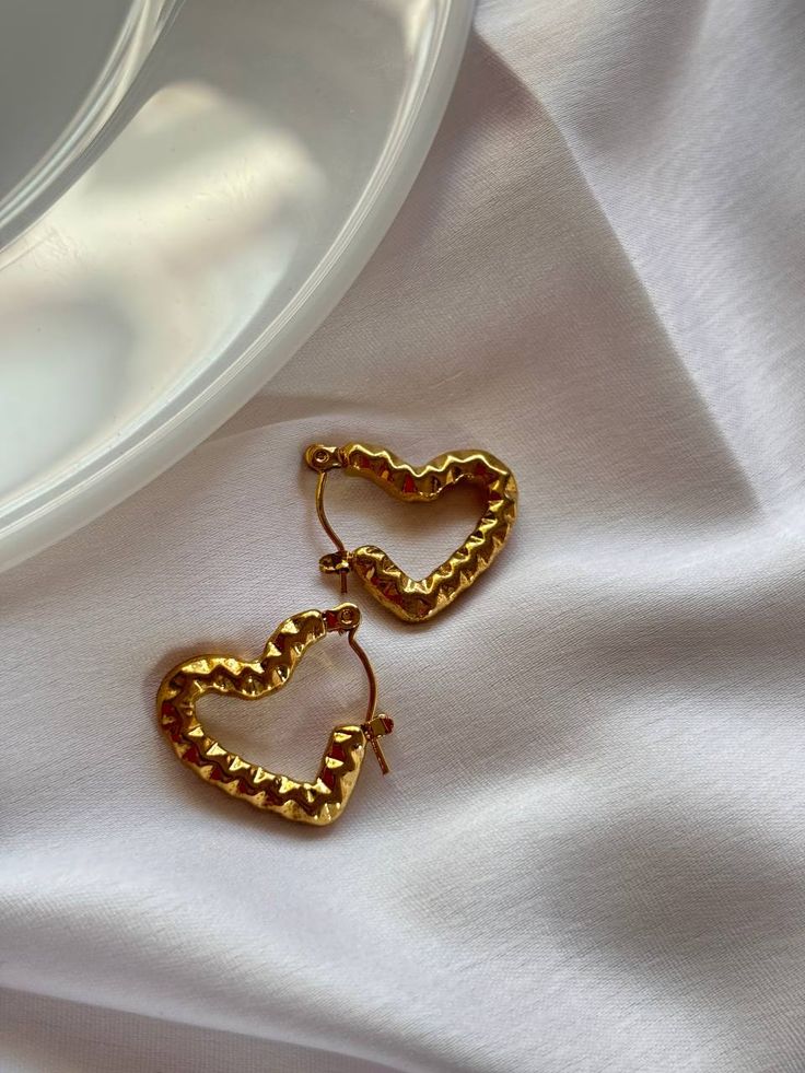 Gold- Plated Heart Hoops