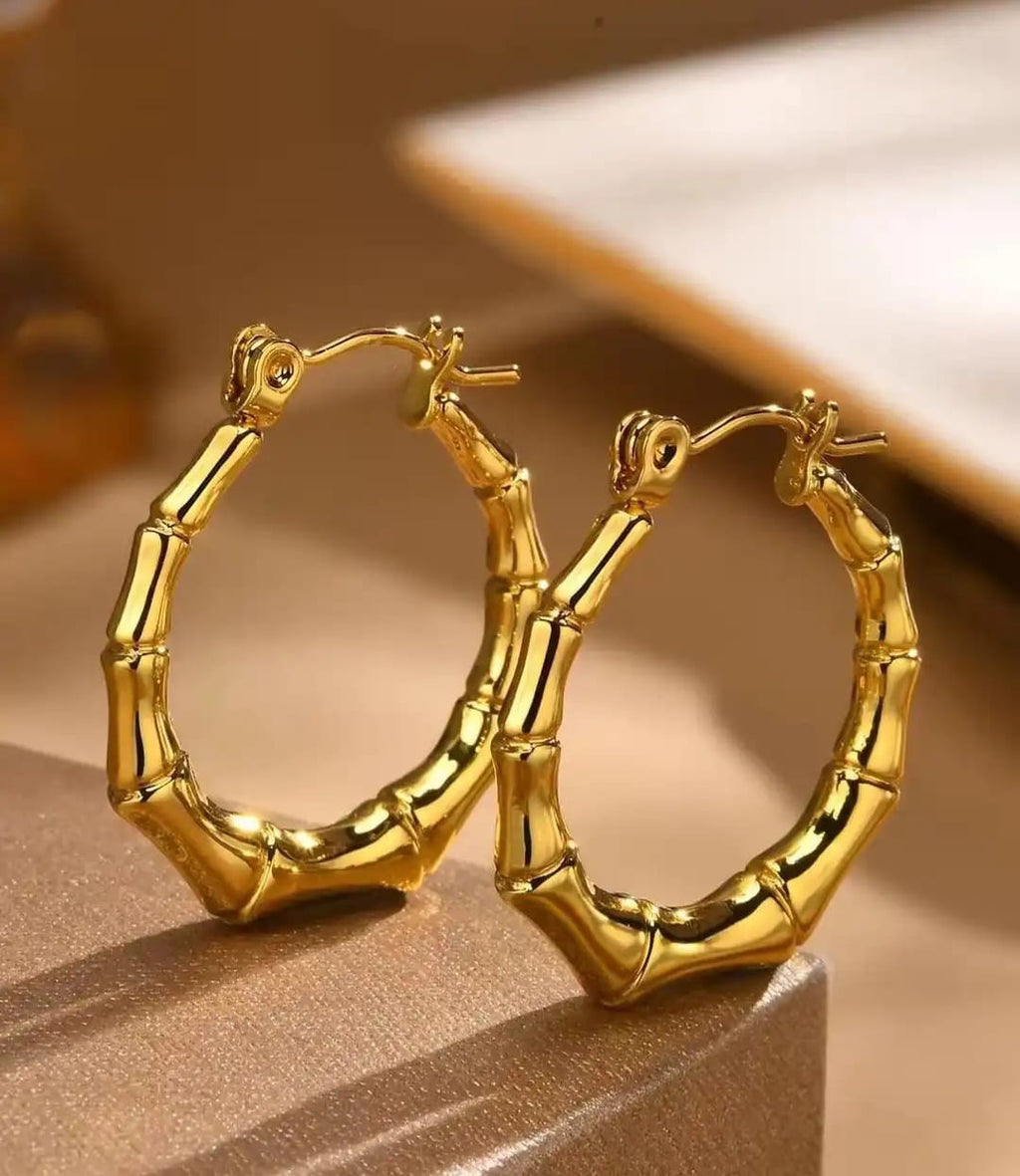 Gilded Bamboo Hoops