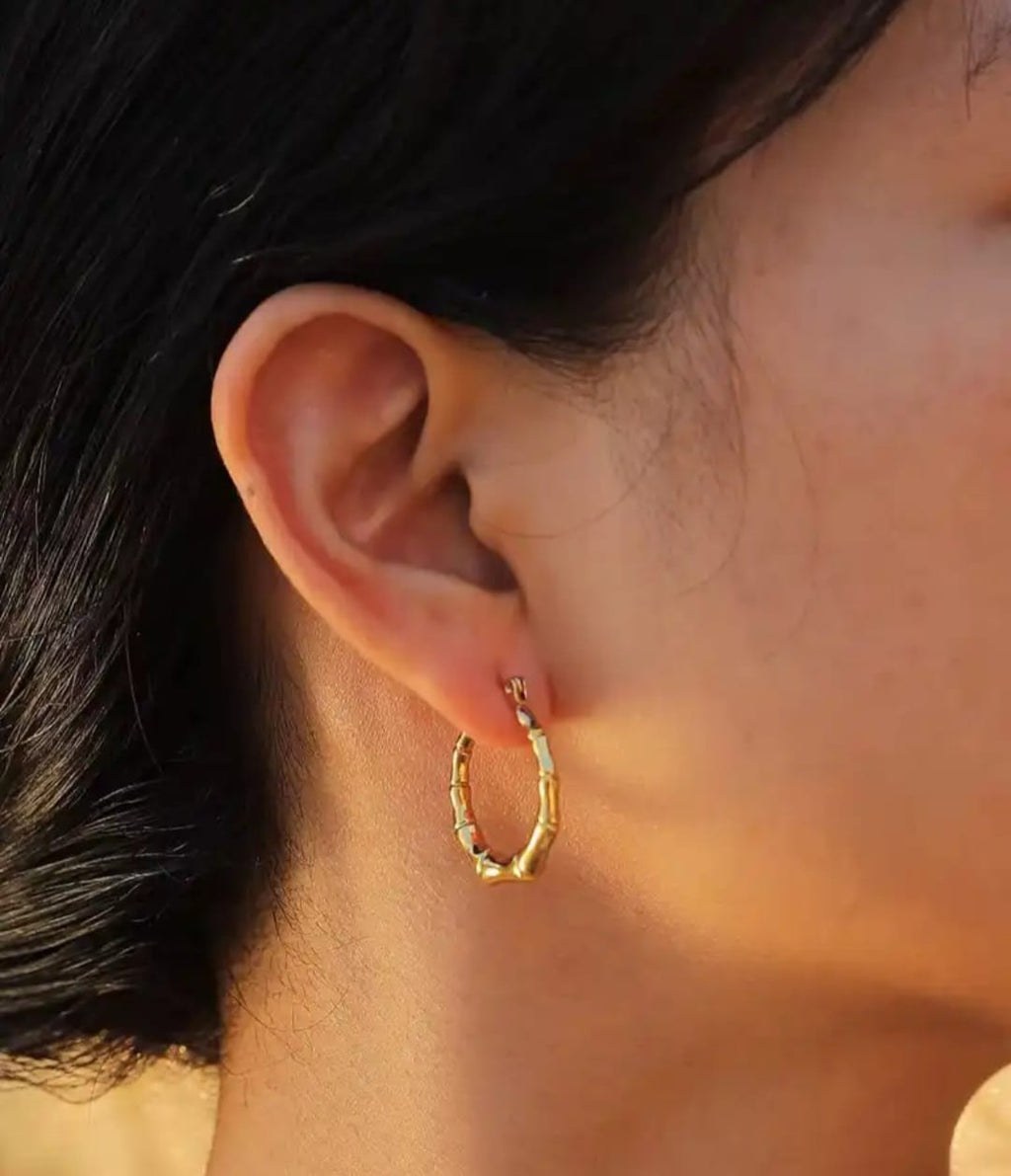Gilded Bamboo Hoops