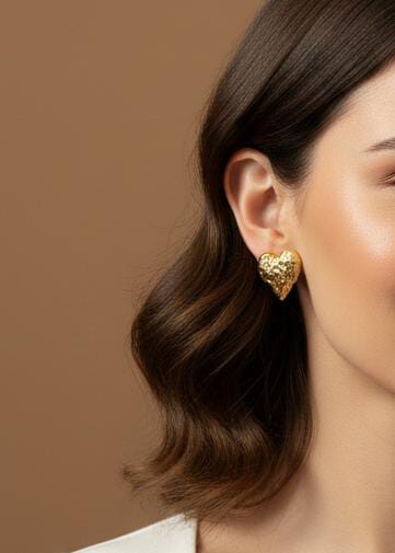 Amora Textured Heart Studs